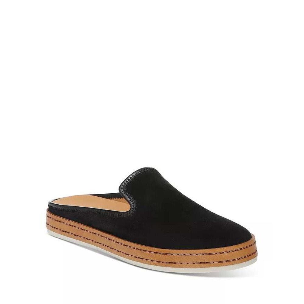 Vince Canella‎ Mules Black Suede Sneaker Slip On Slides Leather Trim US 6M EU 36